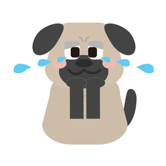 泣く_悲しいパグ パグ,犬,犬種,動物,生き物,ペット,泣く,涙,悲しい,寂しいのイラスト素材