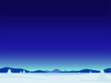 青い夜空の雪原の壁紙フレーム 背景,夜,冬,雪,雪原,風景,景色,夜空,青,明るいのイラスト素材