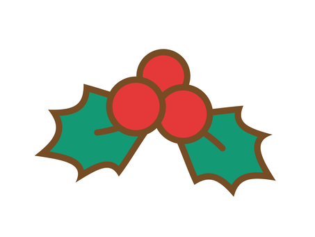 ひいらぎの実と葉のかわいいイラスト 柊,植物,棘,実,葉っぱ,白バック,赤,冬,自然,クリスマスのイラスト素材