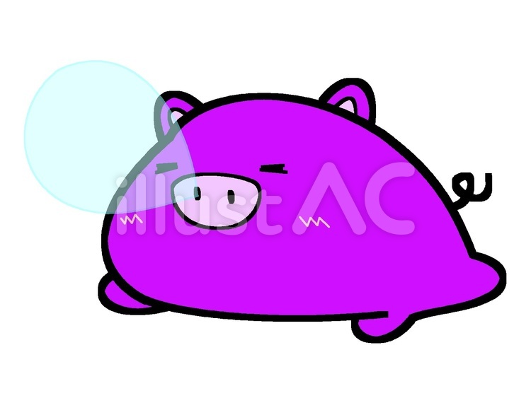 紫色の熟睡してるブタのアイコン ブタ,動物,けもののイラスト素材