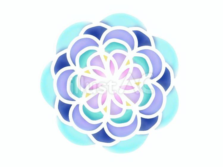 花の模様(単体)  花,模様,寒色のイラスト素材