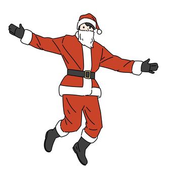 ジャンプするサンタ姿の男性 男性,クリスマス,サンタ,コスチューム,全身,ジャンプ,ポーズ,サンタクロース,コスプレ,笑顔のイラスト素材