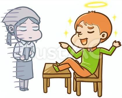 自分を神様だと勘違いしている男性客イラスト - No: 22749127｜無料イラスト・フリー素材なら「イラストAC」