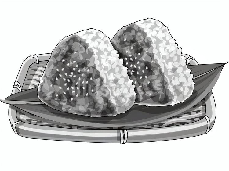 焼きおにぎり（白黒） おにぎり,焼きおにぎり,白黒のイラスト素材