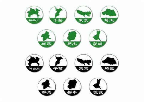 関東地方のアイコンセット 関東,関東地方,アイコン,円,セット,シンプル,神奈川,千葉,東京,埼玉のイラスト素材