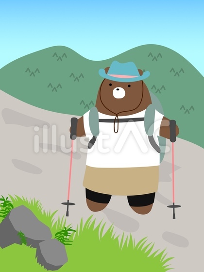 登山道を歩く女子クマ