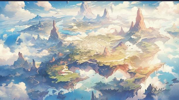 Illustration, island, fantasy, sky, 