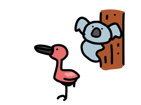 Illustration, koala, flamingo, animal, 