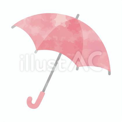 水彩風ピンクの傘のワンポイントイラスト
