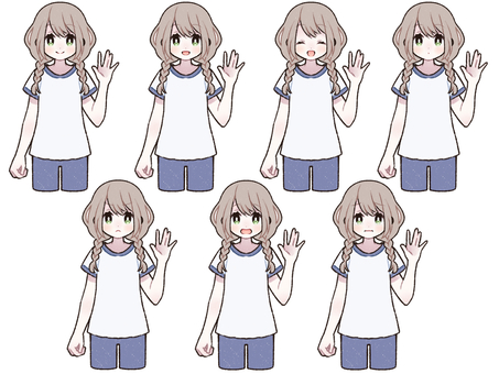 Illustration, gymnastics, girl, standing pictures, 