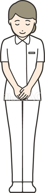  看護師女性白衣-044-全身 看護師,女性,おじぎのイラスト素材