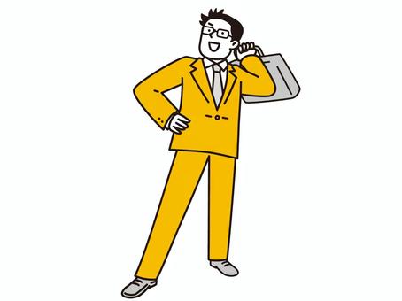 カバンを肩に上を向く若い男性ビジネスマン 男性,ビジネスマン,上,見上げる,ポーズ,全身,ビジネス,スーツ,やる気,営業のイラスト素材