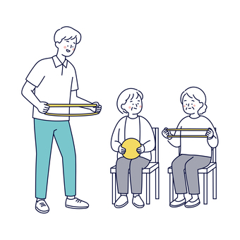 高齢者の運動を支援する介護士