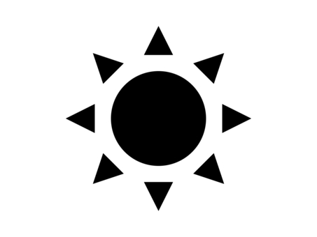 フラットな太陽のアイコン:黒