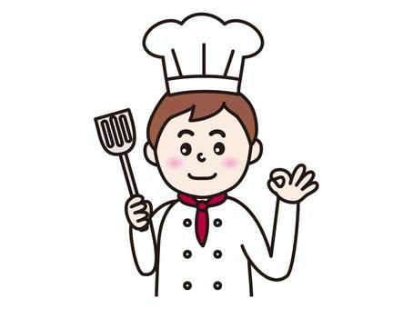 コックさん(笑顔） 人物,コックさん,料理人,パテシエ,okのイラスト素材