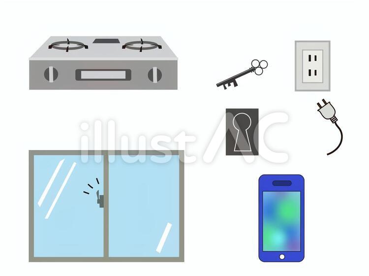 安全チェック 安全,ガスコンロ,火の元チェックのイラスト素材