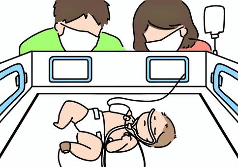 Illustration, incubator, baby, premature baby, 