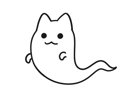 ハロウィン　猫耳オバケ　イラスト 猫耳,白黒,ねこ,猫,オバケ,幽霊,ハロウィン,お化け,かわいい,ネコのイラスト素材