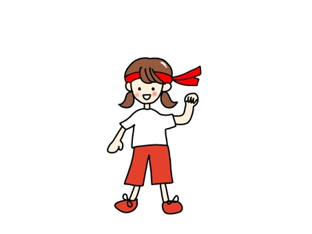 やる気の女の子 女の子,やる気,可愛い,ほっこり,ほのぼの,ハチマキ,一人のイラスト素材