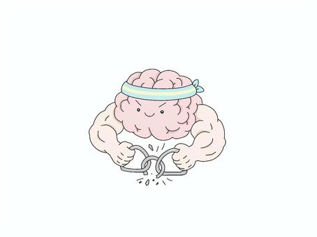 頭筋肉 脳,筋肉,ハチマキ,鎖,ちぎるのイラスト素材