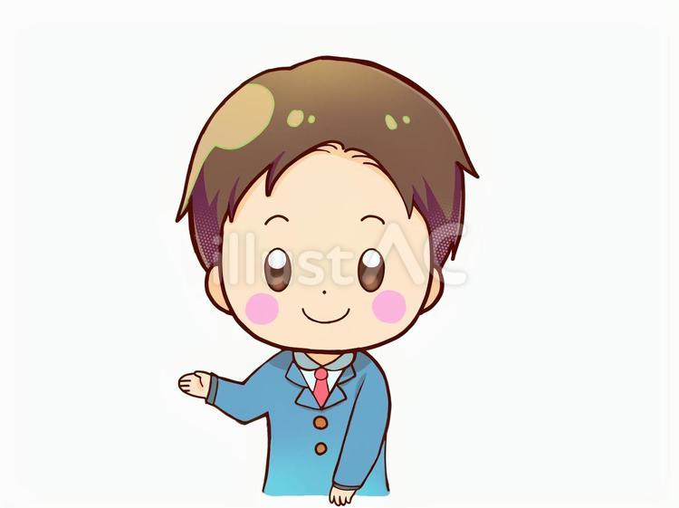 案内　男性 会社員,サラリーマン,案内のイラスト素材