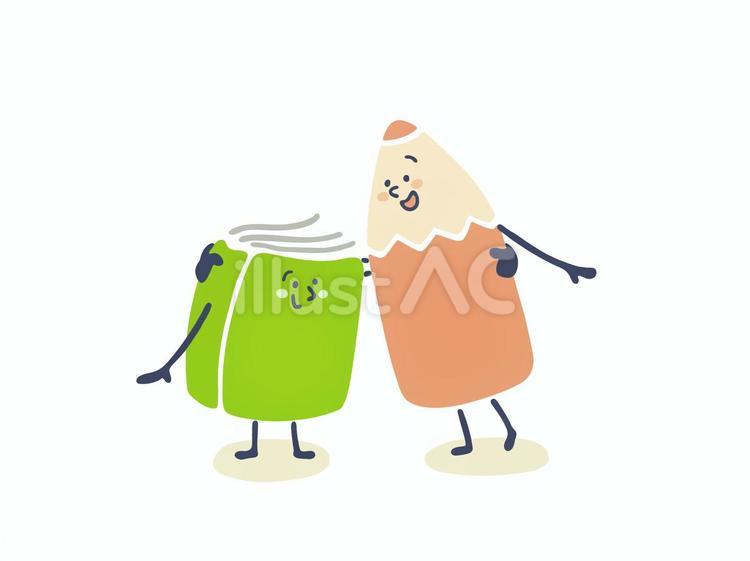 BOOK＆PENさん 本,ペン,鉛筆のイラスト素材