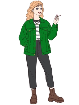 タバコを吸ってる女性 女性,おしゃれ,かわいい,口紅,化粧,キレイ,イラスト,シンプル,ビューティ,大人のイラスト素材