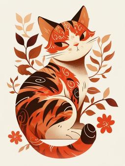 猫ちゃんアート　総柄