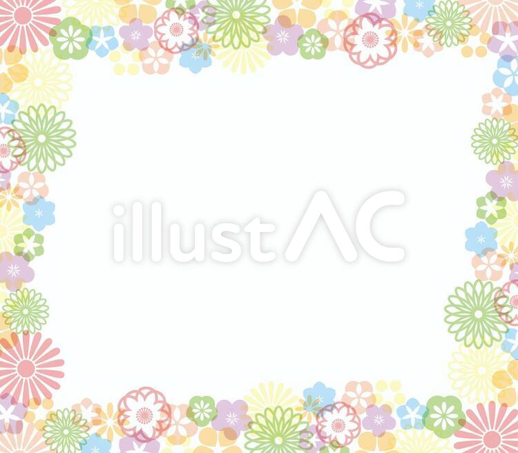 花柄カラー枠 和柄,柄,花のイラスト素材