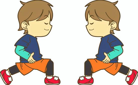 アキレス腱ストレッチをする男性 トレーニング,ストレッチ,運動,男の子,可愛い,かわいい,ベクター,男性,スポーツ,スポーティのイラスト素材