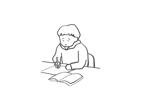 勉強をする男の子のイラスト素材 小学生,男の子,勉強,ベクター,子供,中学生,男子,生徒,学生,塾のイラスト素材