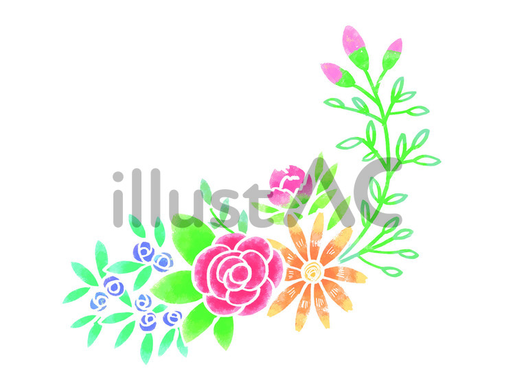 花と緑のフレーム 花,緑,葉のイラスト素材