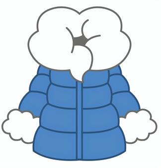 もこもこダウンコート（青） ダウンコート,ダウン,アウター,ファッション,衣服,コート,上着,防寒着,冬,洋服のイラスト素材