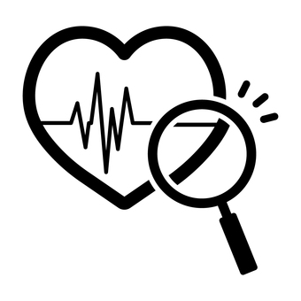 ハートとルーペと波形 ハートとルーペと波形 ハート,心拍,波形,ルーペ,検査,医療,アイコン,命,診察,健康のイラスト素材