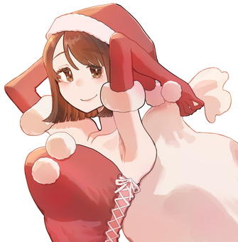 サンタガール サンタ,クリスマス,女の子,袋,赤のイラスト素材