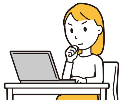  ロングヘア女性(黄)-398-バスト パソコン,女性,女の子のイラスト素材