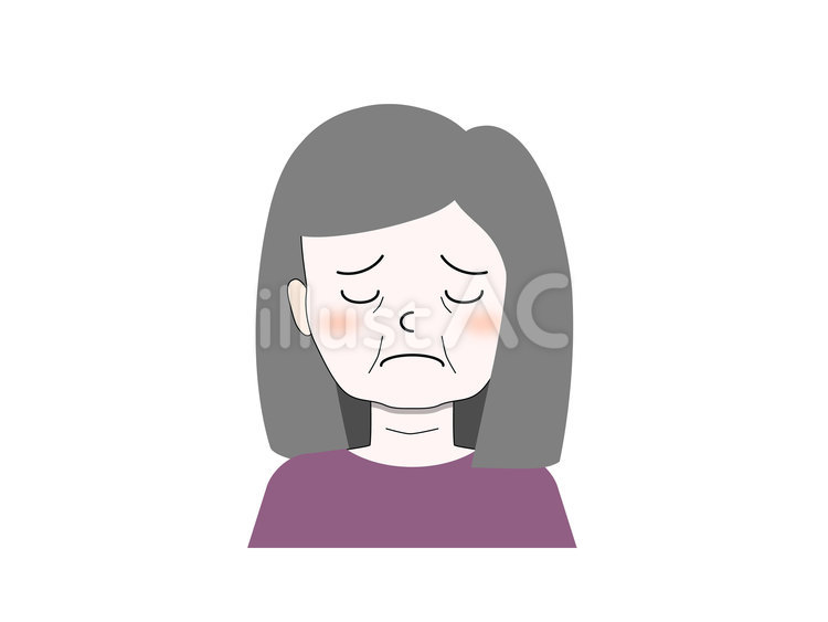 がっかりしているグレイヘアの女性 女性,おばさん,おばあさんのイラスト素材