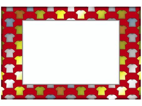 Tシャツのフレ−ム　赤 tシャツ,フレーム,ポストカード,メッセージカード,柄,パターン,金色,銀色,赤,長方形のイラスト素材