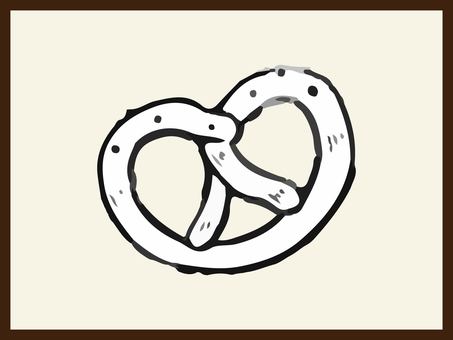 プレッツェル　リアル　イラスト プレッツェル,リアル,手描き,食べ物,パン,おやつのイラスト素材
