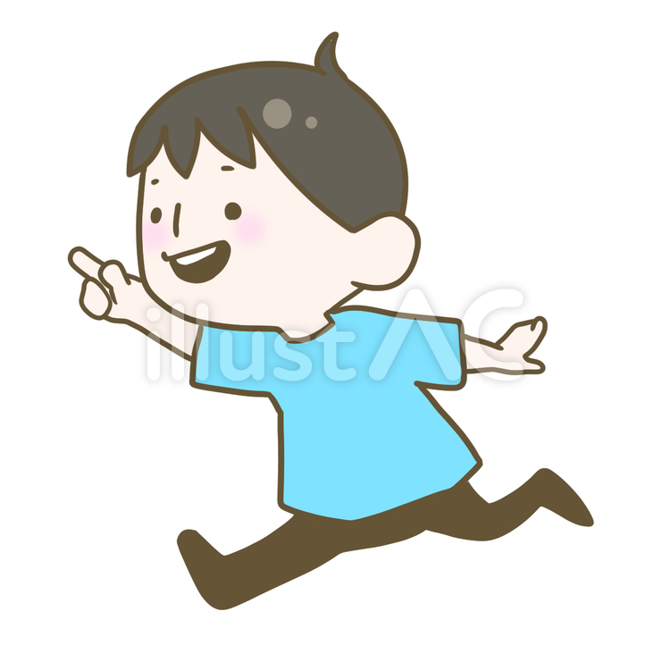指をさして走るこども こども,子ども,指さしのイラスト素材