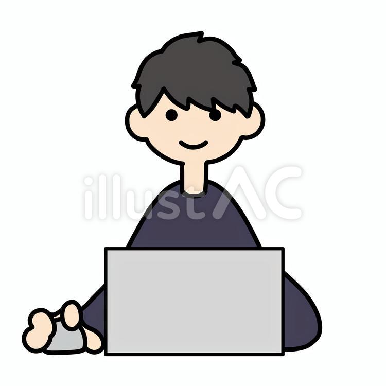 パソコンを使う男性イラスト - No: 22360251｜無料イラスト・フリー素材なら「イラストAC」