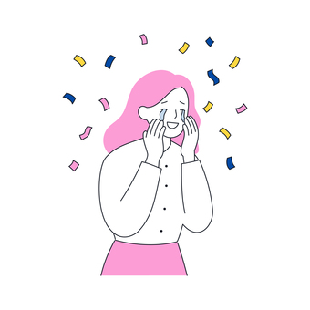 涙を流して歓喜する女性 人物,女性,喜び,感動,涙,表情,達成,祝福,成功,号泣のイラスト素材