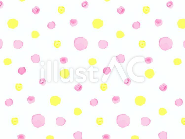 水彩画風ドット背景素材　ピンクと黄色 水玉,手描き,ドットのイラスト素材