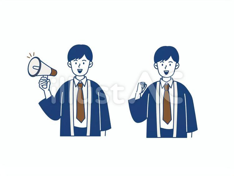 はっぴを着ている男性 はっぴ,法被,店員のイラスト素材