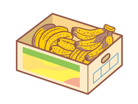 箱いっぱいの古くなったバナナ バナナ,たくさん,古い,熟す,茶色,点々,果物,皮,黄色,ダンボールのイラスト素材