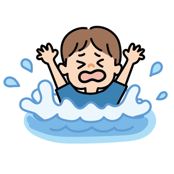 溺れる子供 溺れる,水,危険,着衣水泳,水難事故,子供,男の子のイラスト素材