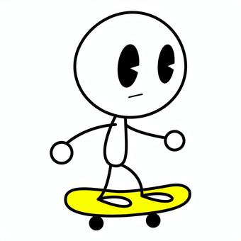Illustration, stick figures, skateboard, border, 