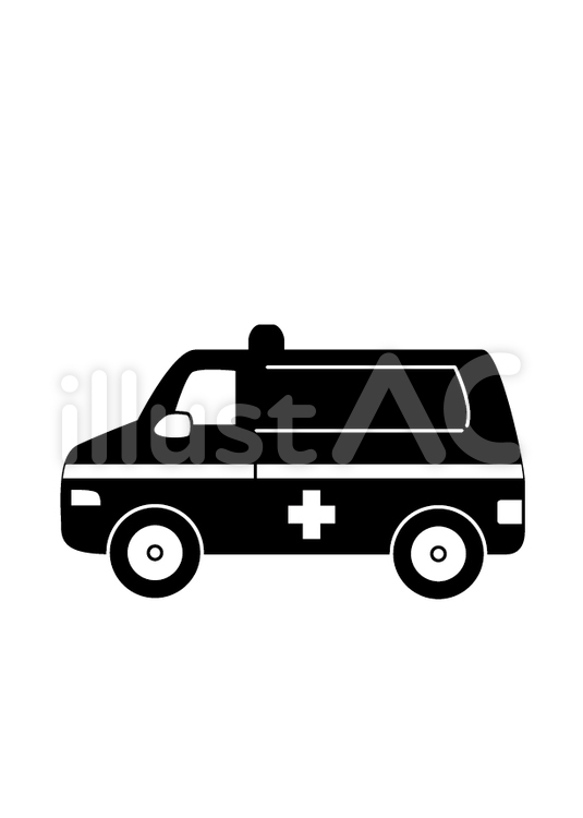 救急車（黒） 乗り物,救急車,シルエットのイラスト素材