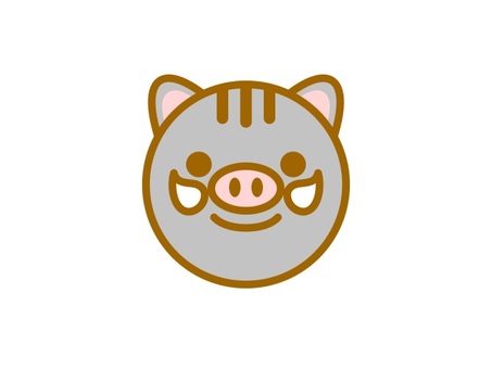 まんまる干支　猪　ブラック 猪,動物,干支,顔,獣のイラスト素材
