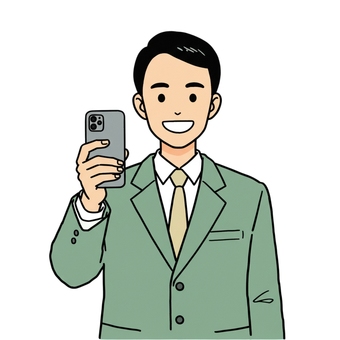 Holding a mobile phone, male, suit, if the leaf color, JPG and PNG